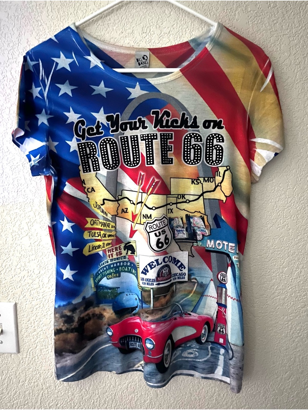 Route 66 Graphic Tee - Red, Blue & White